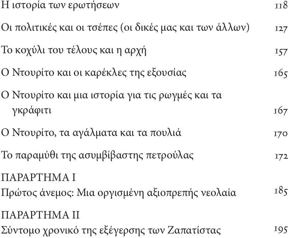 Ντουρίτο, τα αγάλματα και τα πουλιά Το παραμύθι της ασυμβίβαστης πετρούλας ΠΑΡΑΡΤΗΜΑ Ι Πρώτος άνεμος: Μια