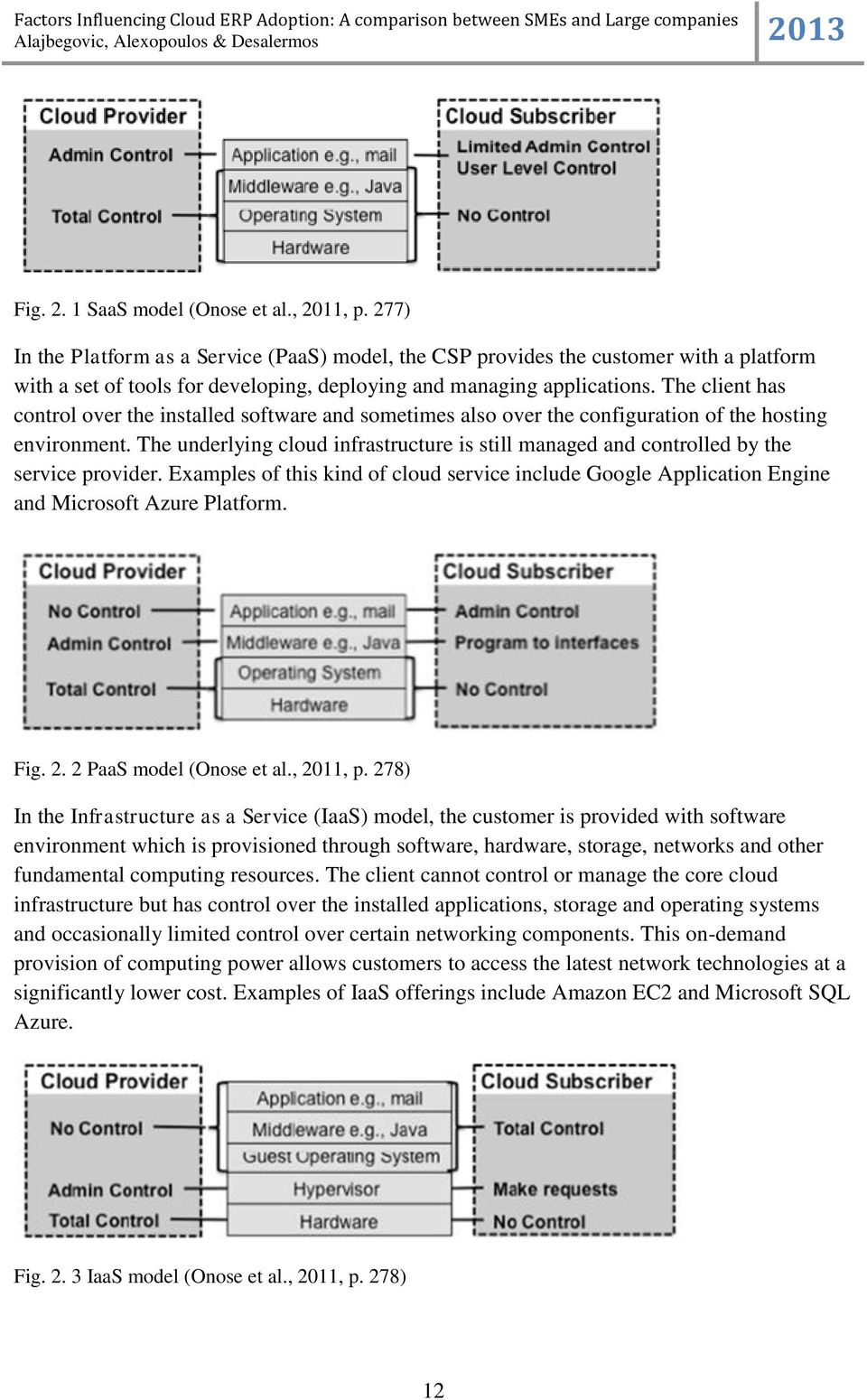 The client has control over the installed software and sometimes also over the configuration of the hosting environment.