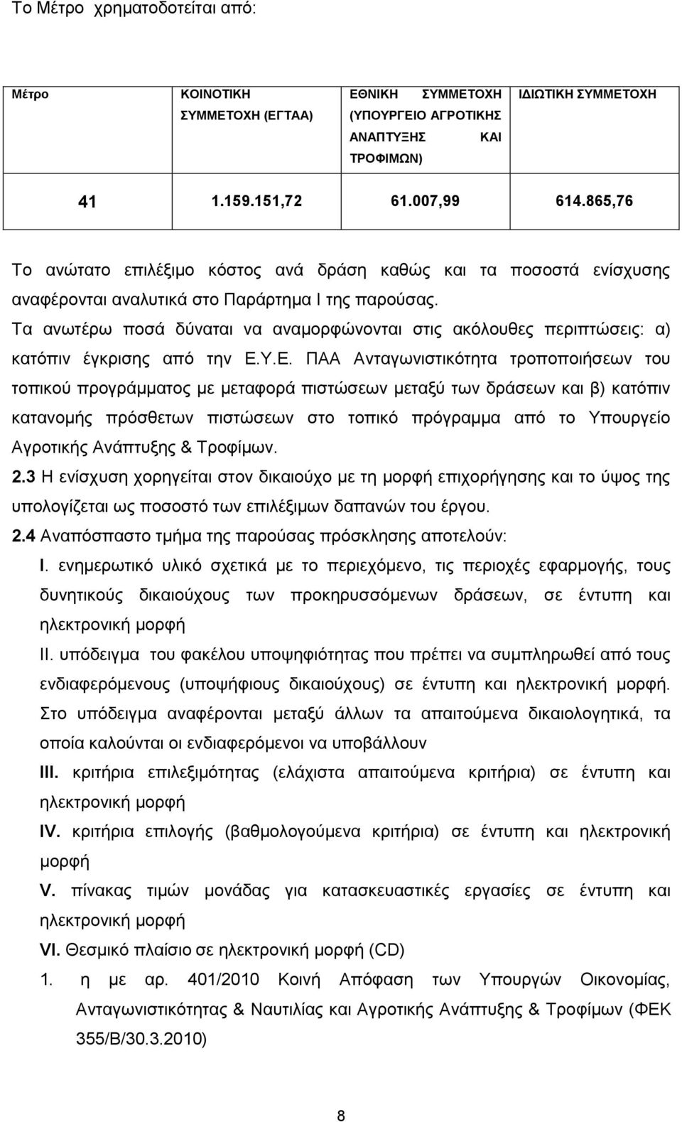 Τα ανωτέρω ποσά δύναται να αναμορφώνονται στις ακόλουθες περιπτώσεις: α) κατόπιν έγκρισης από την Ε.