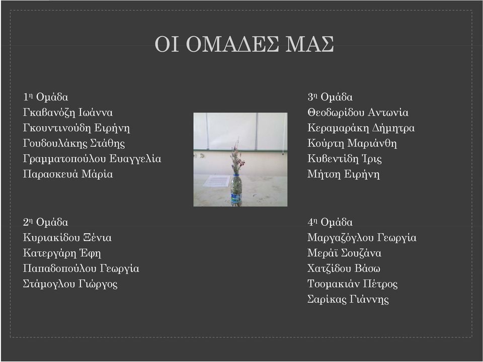 Κυβεντίδη Ίρις Μήτση Ειρήνη 2 η Ομάδα 4 η Ομάδα Κυριακίδου Ξένια Μαργαζόγλου Γεωργία Κατεργάρη