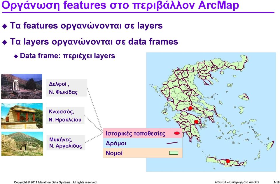 Data frame: περιέχει layers Δελφοί, Ν. Φωκίδας Κνωσσός, Ν.