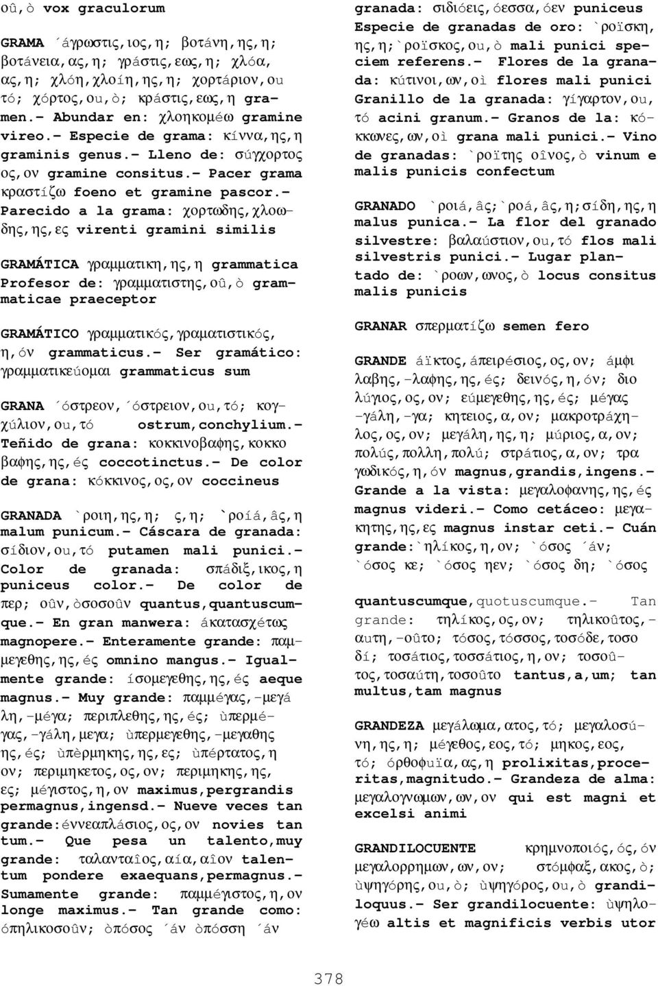 - Parecido a la grama: χορτωδης,χλοωδης,ης,ες virenti gramini similis GRAMÁTICA γραµµατικη,ης,η grammatica Profesor de: γραµµατιστης,οû,ò grammaticae praeceptor GRAMÁTICO γραµµατικóς,γραµατιστικóς,