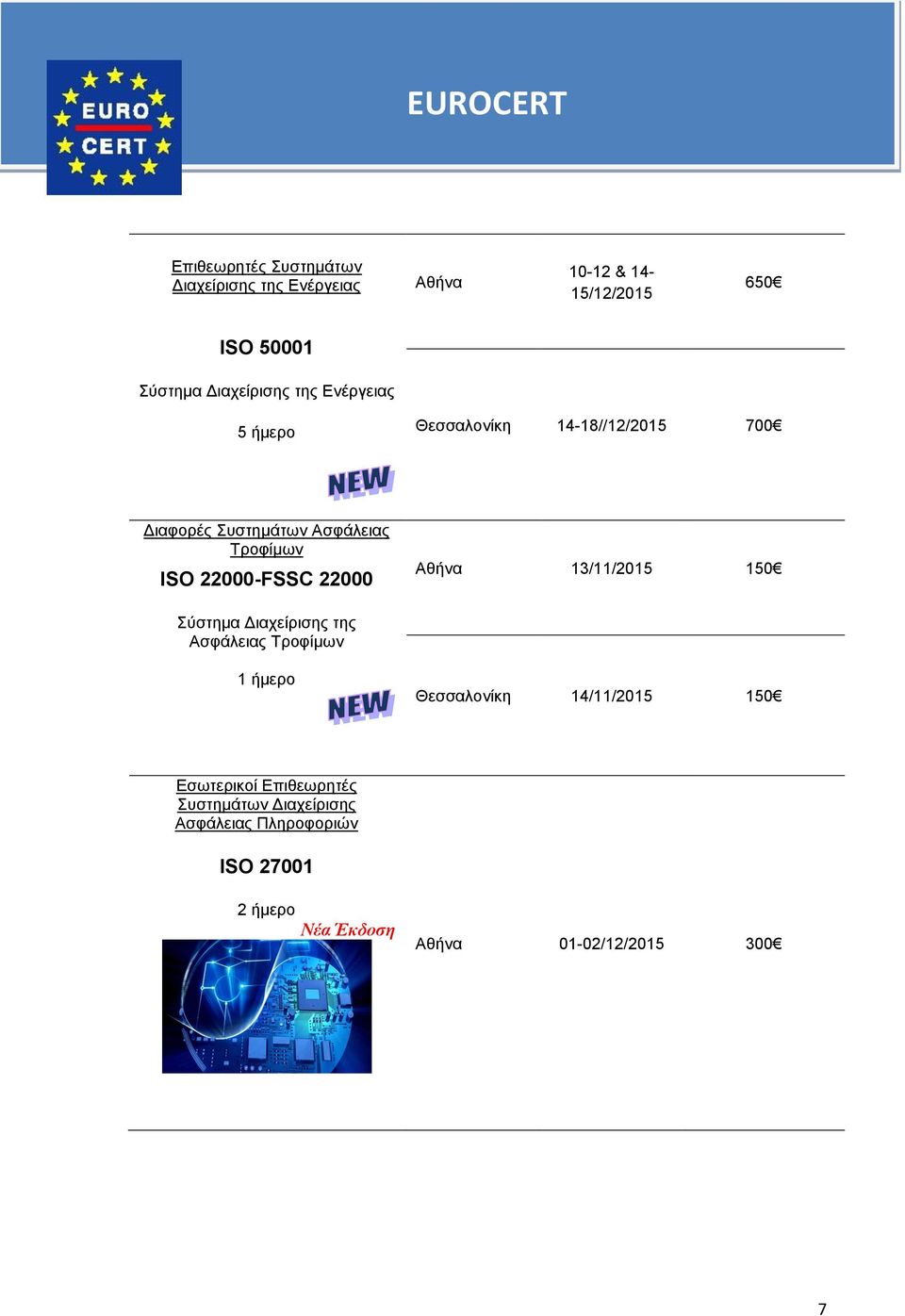 22000-FSSC 22000 13/11/2015 150 Σύστημα Διαχείρισης της 1 ήμερο Θεσσαλονίκη 14/11/2015