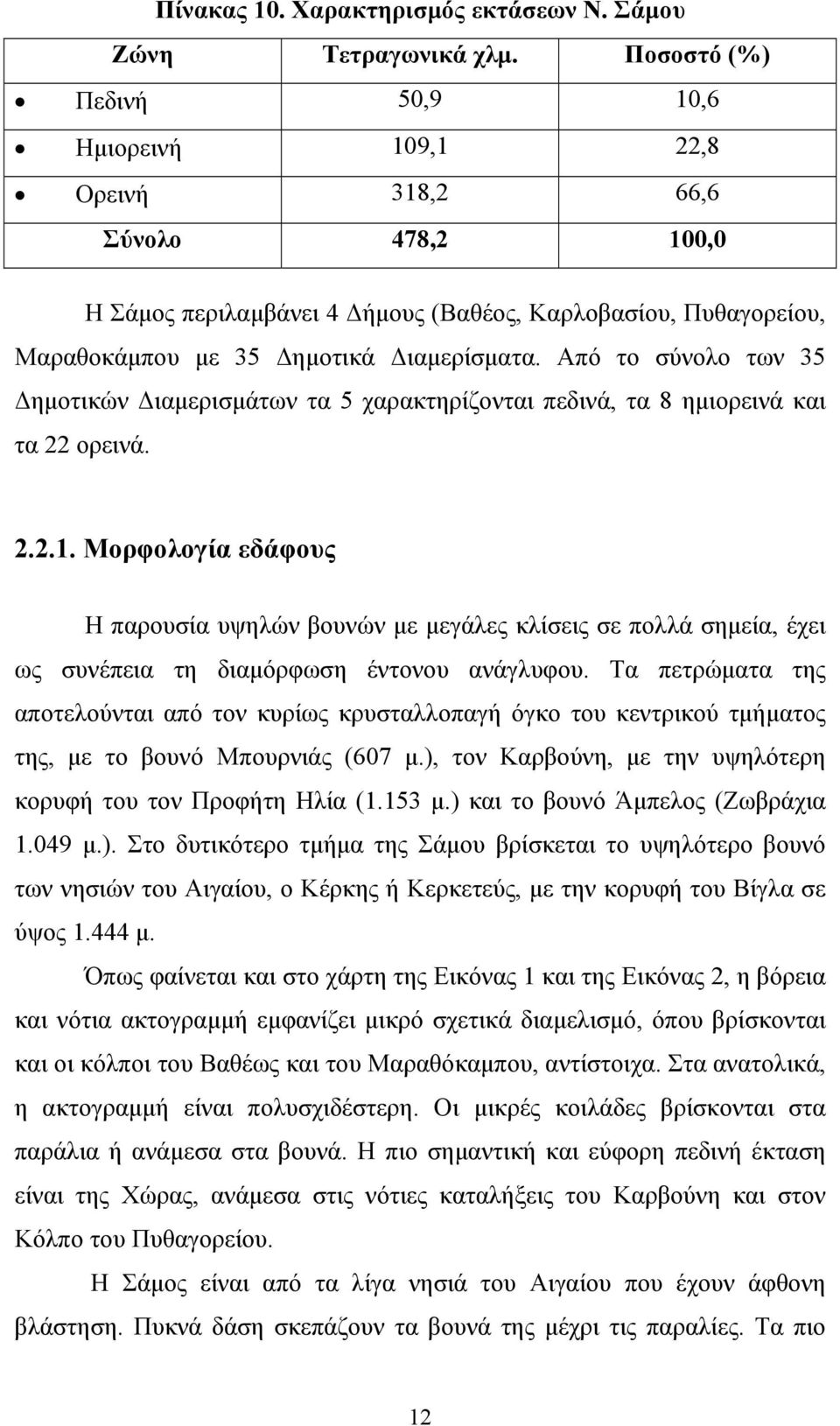 Από το σύνολο των 35 Δημοτικών Διαμερισμάτων τα 5 χαρακτηρίζονται πεδινά, τα 8 ημιορεινά και τα 22 ορεινά. 2.2.1.