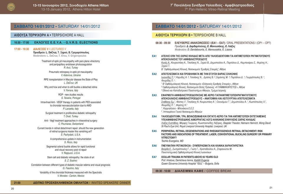 Avci, Turkey Pneumatic retinopexy in optic pit maculopathy V. Aslanova, Ukraine RPE transplantation in Macular disease the State of Play L.