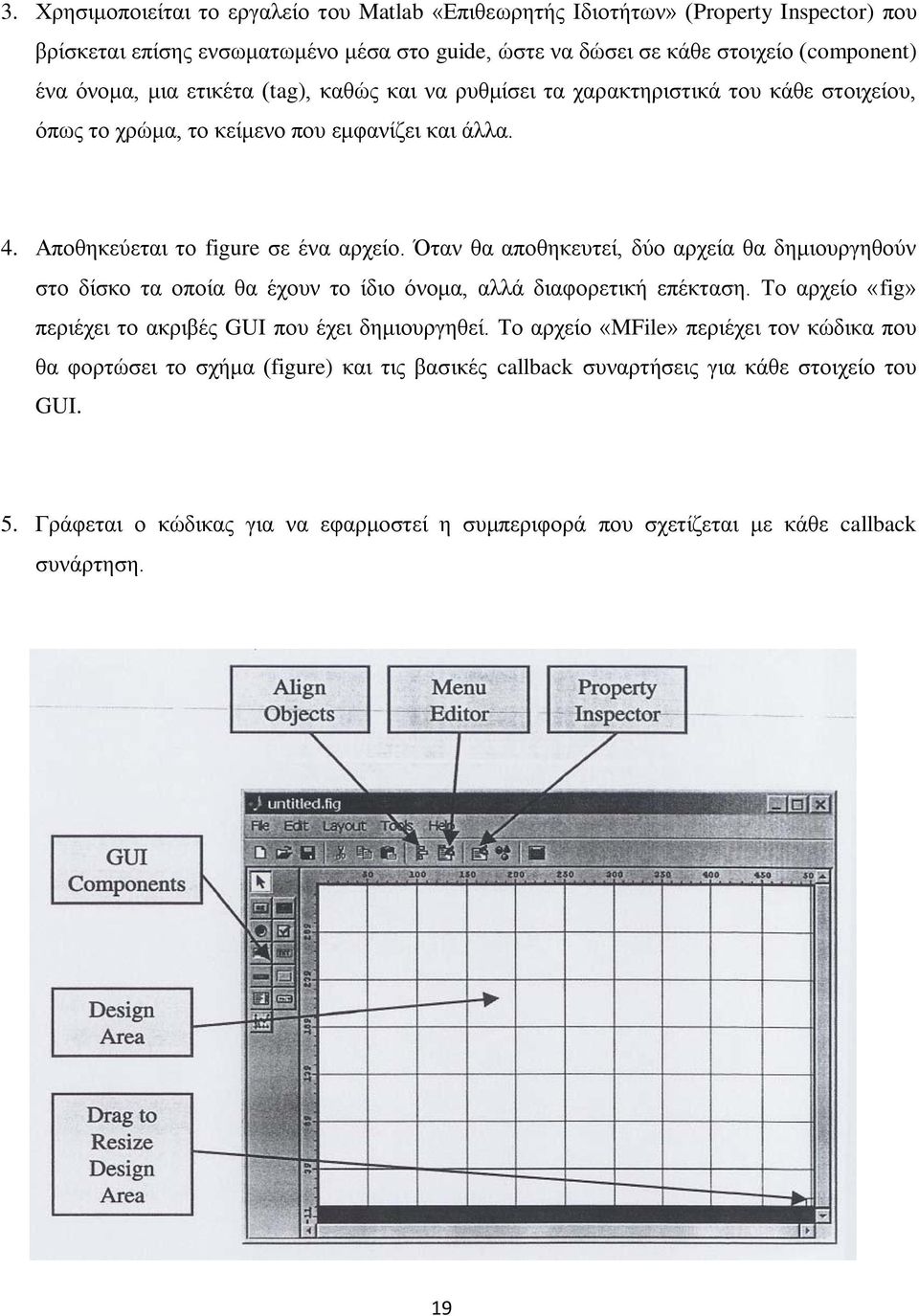 Όταν θα αποθηκευτεί, δύο αρχεία θα δημιουργηθούν στο δίσκο τα οποία θα έχουν το ίδιο όνομα, αλλά διαφορετική επέκταση. Το αρχείο «fig» περιέχει το ακριβές GUI που έχει δημιουργηθεί.