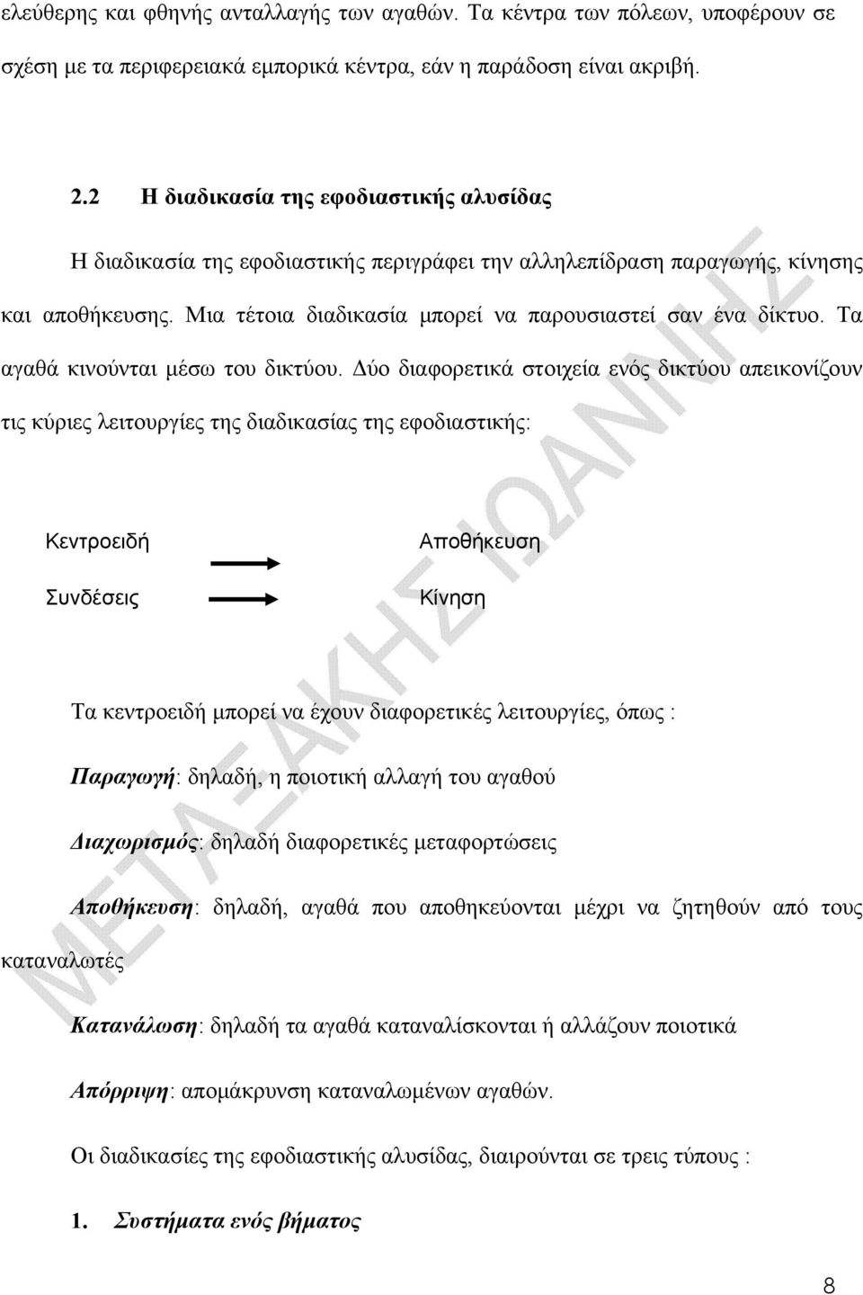 Τα αγαθά κινούνται μέσω του δικτύου.