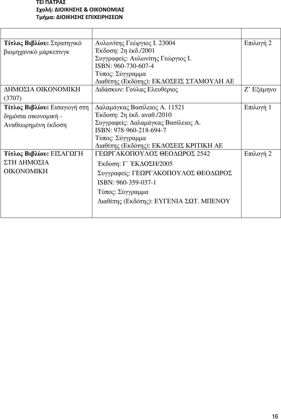 11521 Έκδοση: 2η έκδ. αναθ./2010 Συγγραφείς: αλαµάγκας Βασίλειος Α.