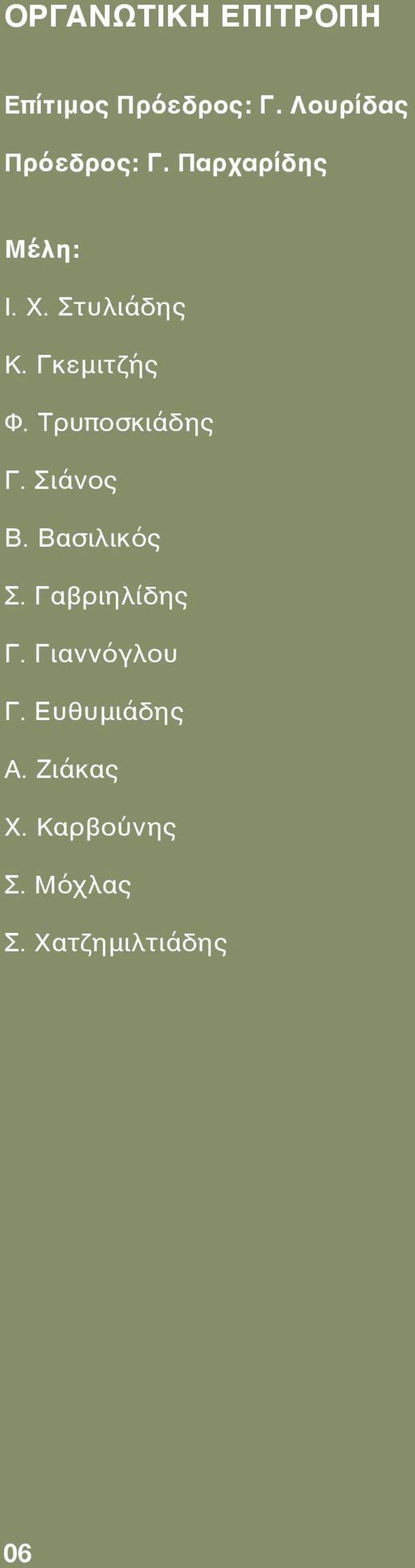 Γκεμιτζής Φ. Τρυποσκιάδης Γ. Σιάνος Β. Βασιλικός Σ.