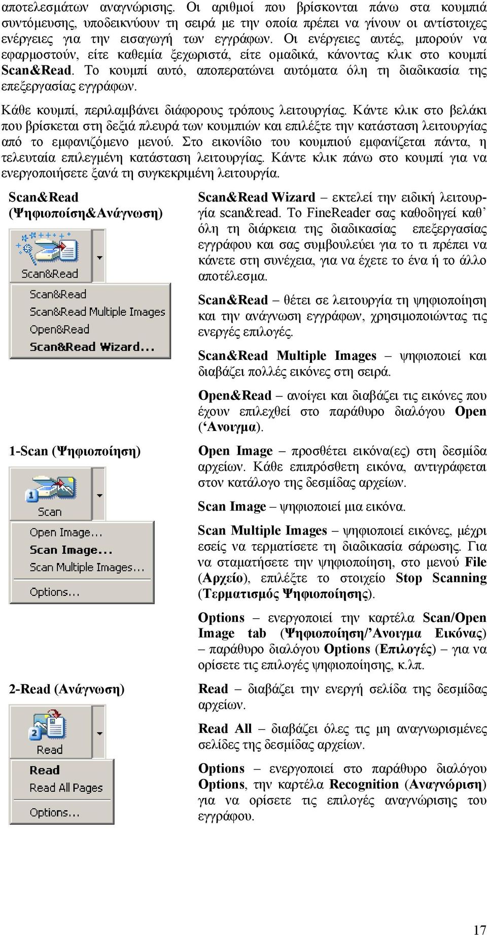 Κάθε κουµπί, περιλαµβάνει διάφορους τρόπους λειτουργίας. Κάντε κλικ στο βελάκι που βρίσκεται στη δεξιά πλευρά των κουµπιών και επιλέξτε την κατάσταση λειτουργίας από το εµφανιζόµενο µενού.