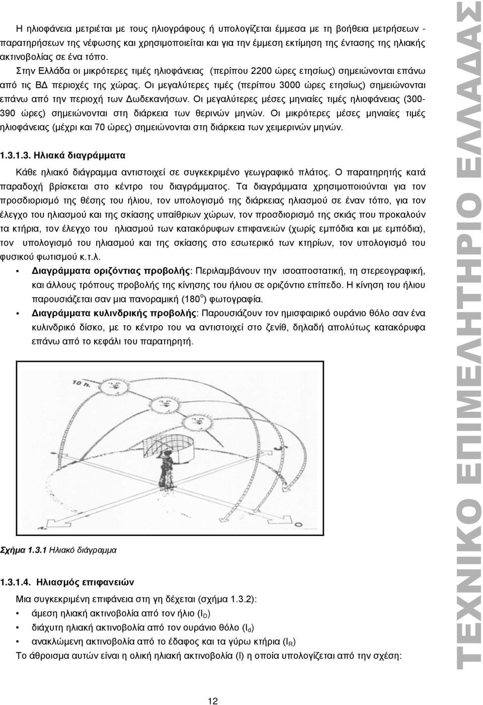 Οι μεγαλύτερες τιμές (περίπου 3000 ώρες ετησίως) σημειώνονται επάνω από την περιοχή των Δωδεκανήσων.