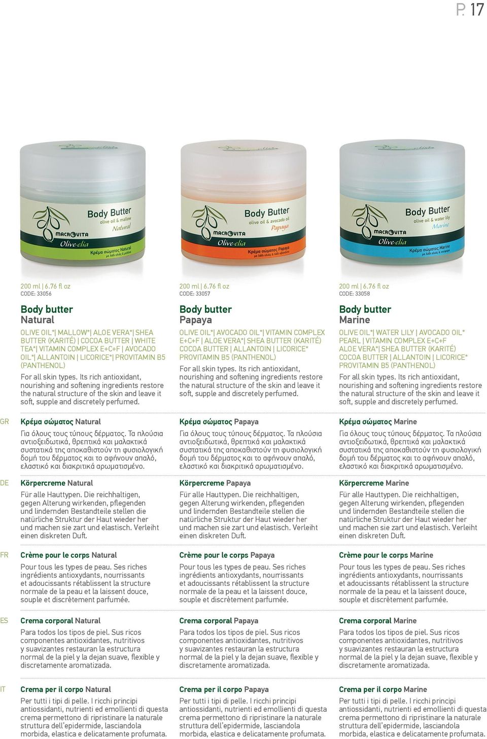 types. Its rich antioxidant, nourishing and softening ingredients restore the natural structure of the skin and leave it soft, supple and discretely perfumed.