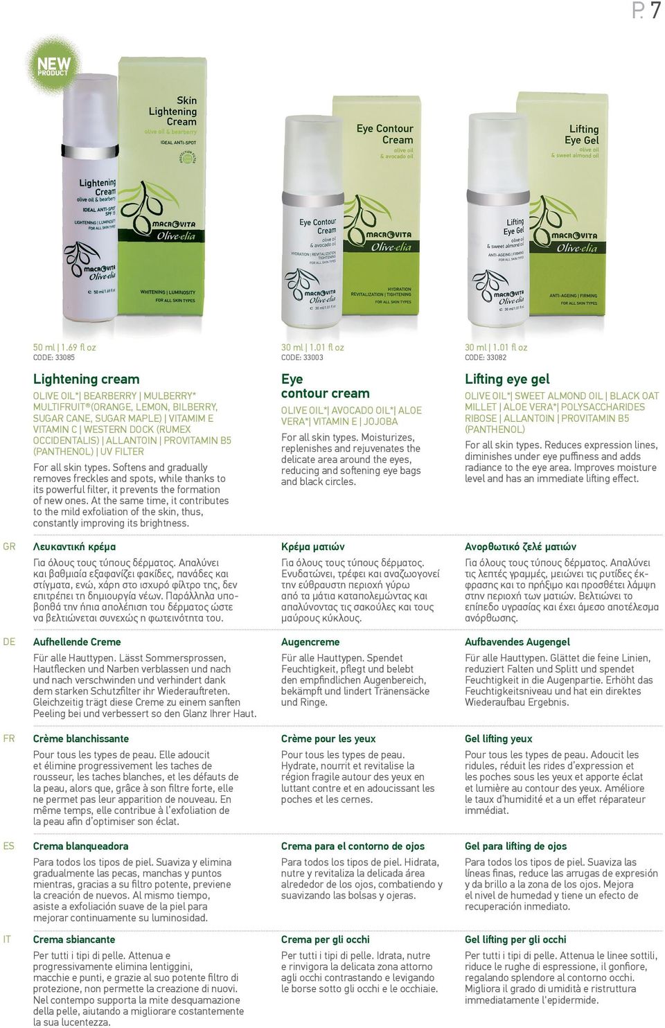 (PANTHENOL) UV FILTER For all skin types. Softens and gradually removes freckles and spots, while thanks to its powerful filter, it prevents the formation of new ones.