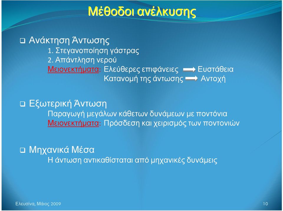 Αντοχή Εξωτερική Άντωση Παραγωγή μεγάλων κάθετων δυνάμεων με ποντόνια