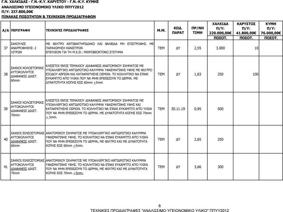 60mm KΛΕΙΣΤΟΙ ΕΝΌΣ ΤΕΜΑΧΙΟΥ ΔΙΑΦΑΝΕΙΣ ΑΝΑΤΟΜΙΚΟΥ ΣΧΗΜΑΤΟΣ ΜΕ ΥΠΟΑΛΛΕΡΓΙΚΟ ΑΝΤΙΔΡΩΤΙΚΟ ΚΑΛΥΜΜΑ ΥΦΑΣΜΑΤΙΝΗΣ ΥΦΗΣ ΜΕ ΦΙΛΤΡΟ ΕΞΟΔΟΥ ΑΕΡΙΩΝ ΚΑΙ ΚΑΤΑΚΡΑΤΗΣΗΣ ΟΣΜΩΝ.