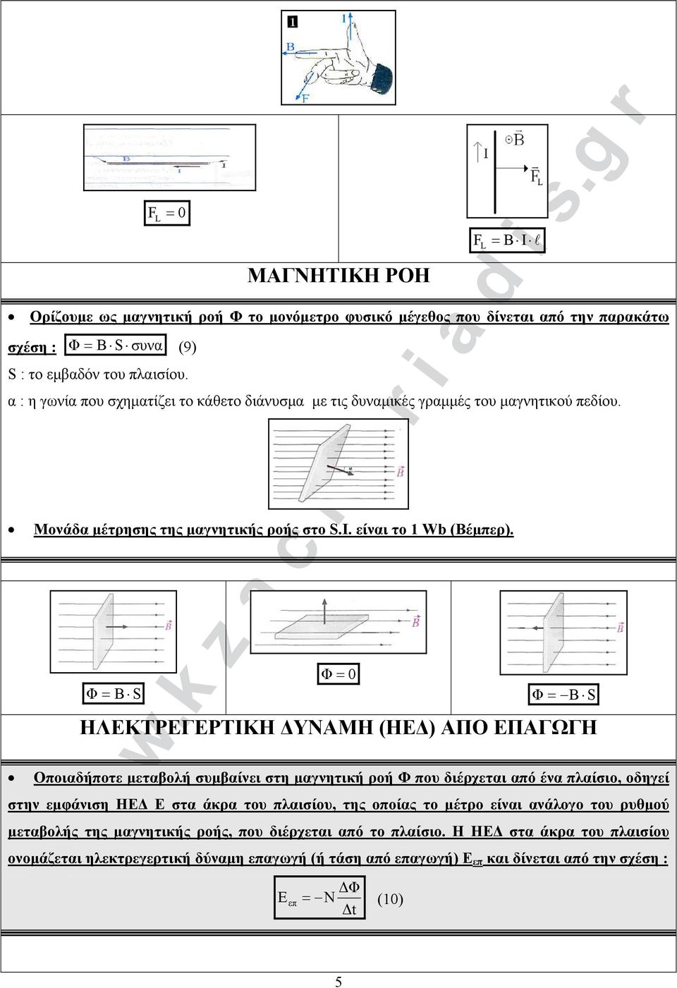 SΒΦ = Φ = 0 ΗΛΕΚΤΡΕΓΕΡΤΙΚΗ ΔΥΝΑΜΗ (ΗΕΔ) ΑΠΟ ΕΠΑΓΩΓΗ L = SΒΦ Οποιαδήποτε μεταβή συμβαίνει στη μαγνητική ροή Φ που διέρχεται από ένα πλαίσιο, οδηγεί στην εμφάνιση ΗΕΔ Ε στα άκρα του