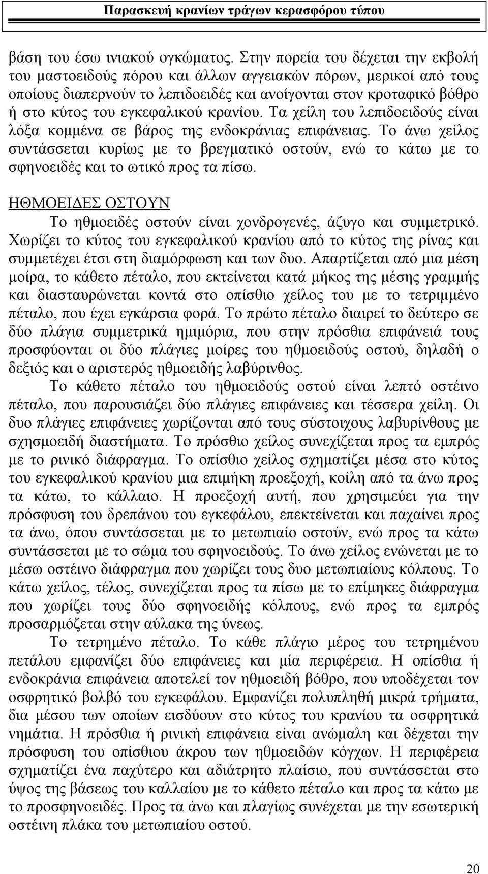 κρανίου. Τα χείλη του λεπιδοειδούς είναι λόξα κομμένα σε βάρος της ενδοκράνιας επιφάνειας.