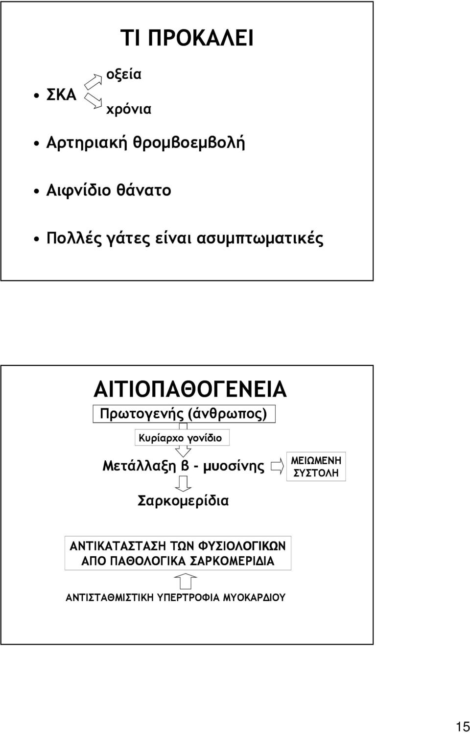 γονίδιο Μετάλλαξη β - µυοσίνης ΜΕΙΩΜΕΝΗ ΣΥΣΤΟΛΗ Σαρκοµερίδια ΑΝΤΙΚΑΤΑΣΤΑΣΗ