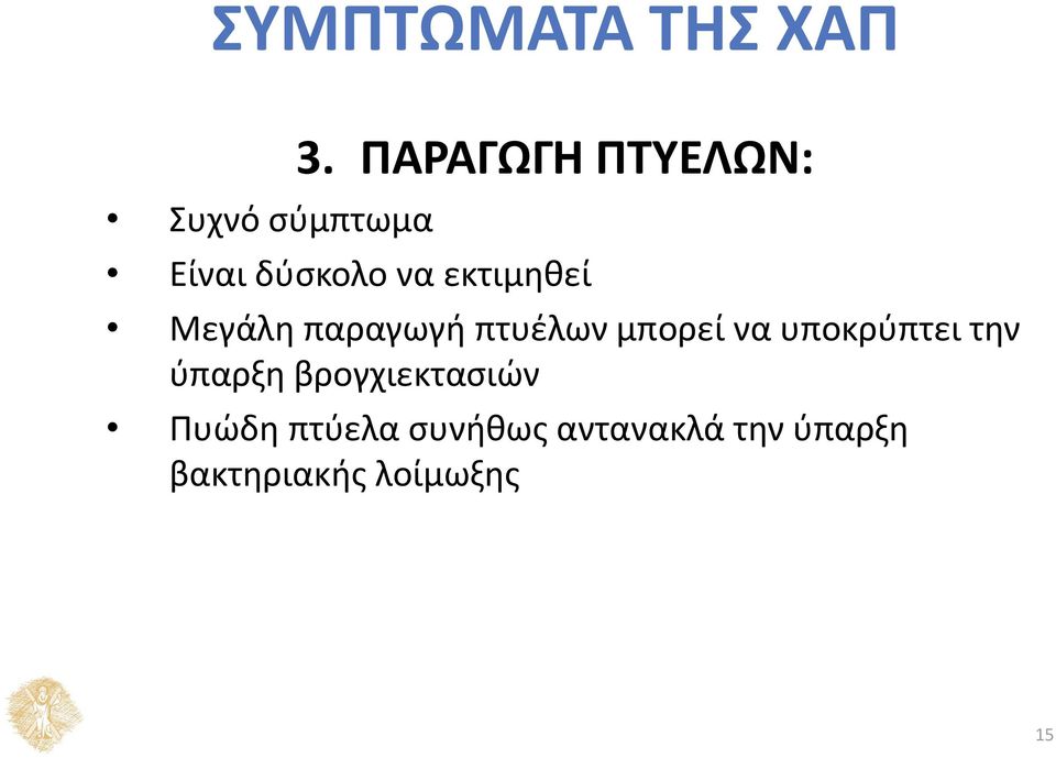 παραγωγή πτυέλων μπορεί να υποκρύπτει την ύπαρξη