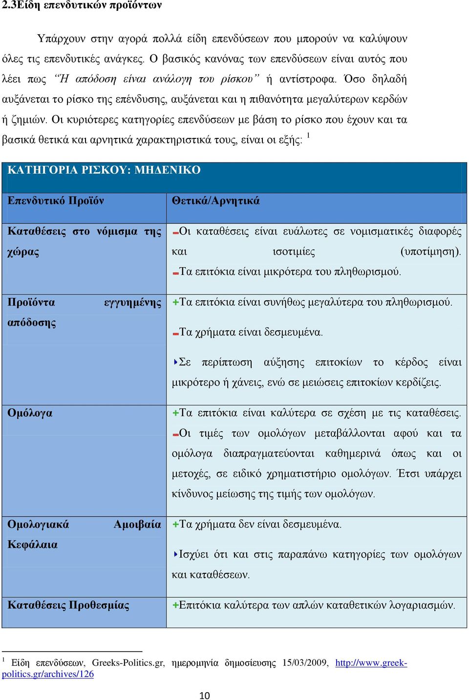 Όσο δηλαδή αυξάνεται το ρίσκο της επένδυσης, αυξάνεται και η πιθανότητα μεγαλύτερων κερδών ή ζημιών.