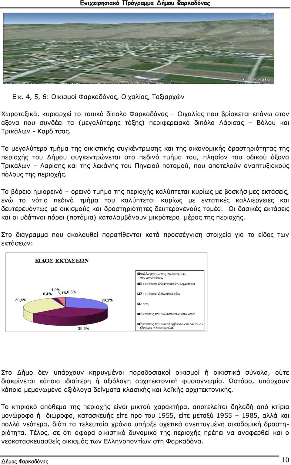 Το μεγαλύτερο τμήμα της οικιστικής συγκέντρωσης και της οικονομικής δραστηριότητας της περιοχής του Δήμου συγκεντρώνεται στο πεδινό τμήμα του, πλησίον του οδικού άξονα Τρικάλων Λαρίσης και της