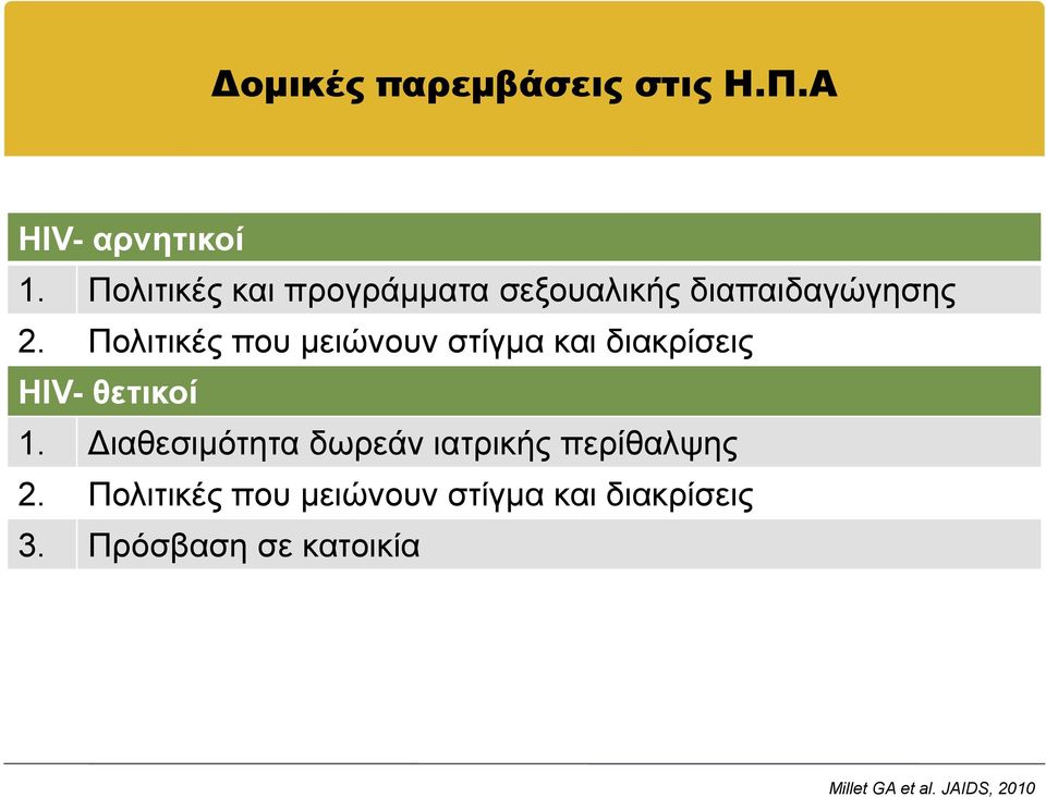 Πολιτικές που μειώνουν στίγμα και διακρίσεις HIV- θετικοί 1.