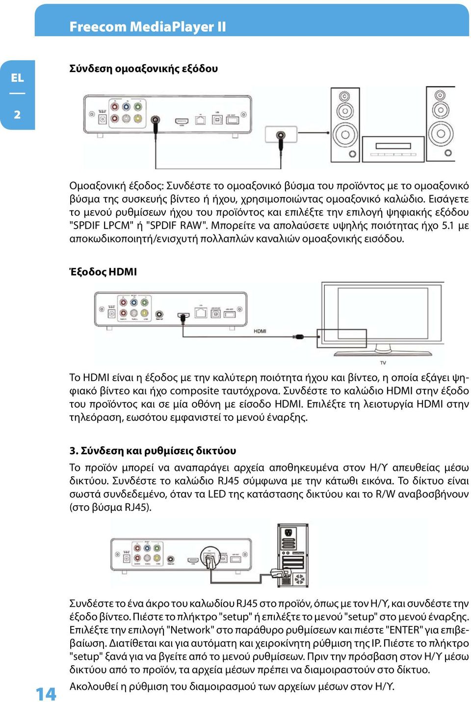 1 με αποκωδικοποιητή/ενισχυτή πολλαπλών καναλιών ομοαξονικής εισόδου.