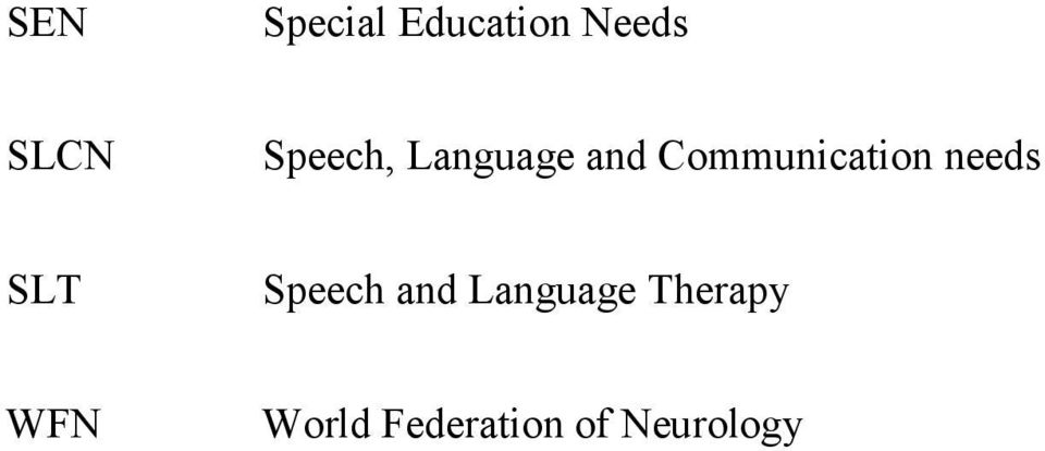 needs SLT Speech and Language