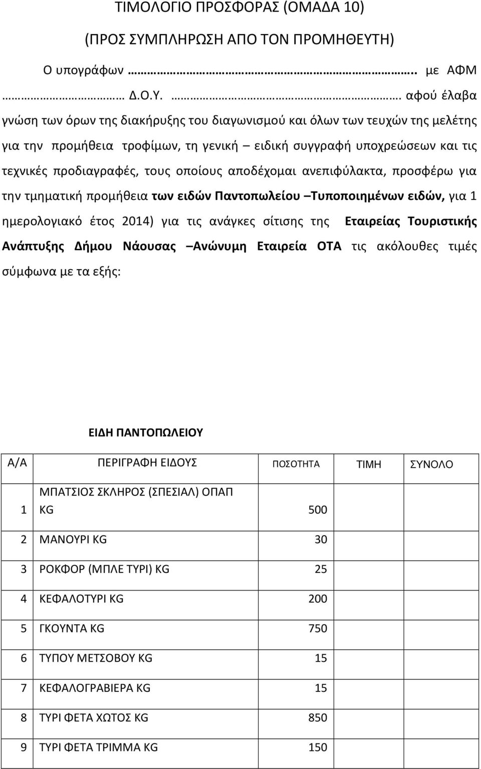 Η) Ο υπογράφων.. με ΑΦΜ Δ.Ο.Υ.