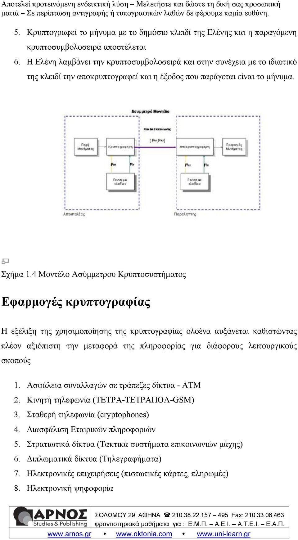 4 Μοντέλο Ασύμμετρου Κρυπτοσυστήματος Εφαρμογές κρυπτογραφίας Η εξέλιξη της χρησιμοποίησης της κρυπτογραφίας ολοένα αυξάνεται καθιστώντας πλέον αξιόπιστη την μεταφορά της πληροφορίας για διάφορους