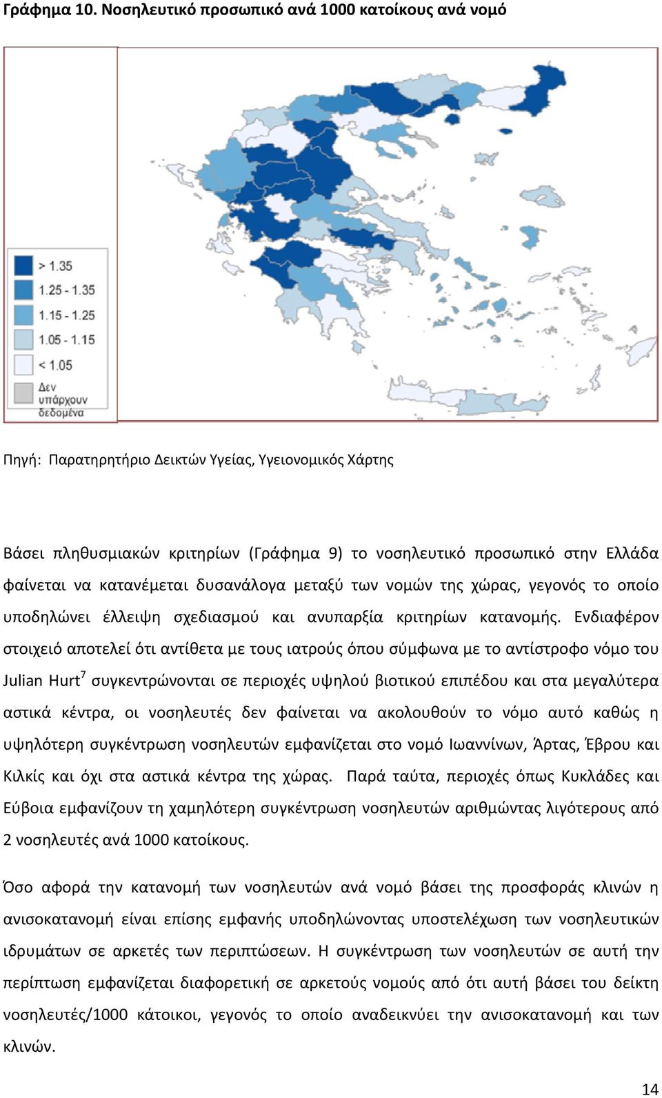 κατανέμεται δυσανάλογα μεταξύ των νομών της χώρας, γεγονός το οποίο υποδηλώνει έλλειψη σχεδιασμού και ανυπαρξία κριτηρίων κατανομής.