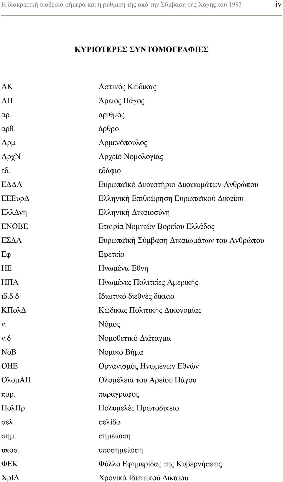 εδάφιο ΕΔΔΑ Ευρωπαϊκό Δικαστήριο Δικαιωμάτων Ανθρώπου ΕΕΕυρΔ Ελληνική Επιθεώρηση Ευρωπαϊκού Δικαίου ΕλλΔνη Ελληνική Δικαιοσύνη ΕΝΟΒΕ Εταιρία Νομικών Βορείου Ελλάδος ΕΣΔΑ Ευρωπαϊκή Σύμβαση Δικαιωμάτων