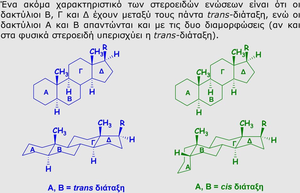 διαμορφώσεις (αν και στα φυσικά στεροειδή υπερισχύει η trans-διάταξη).