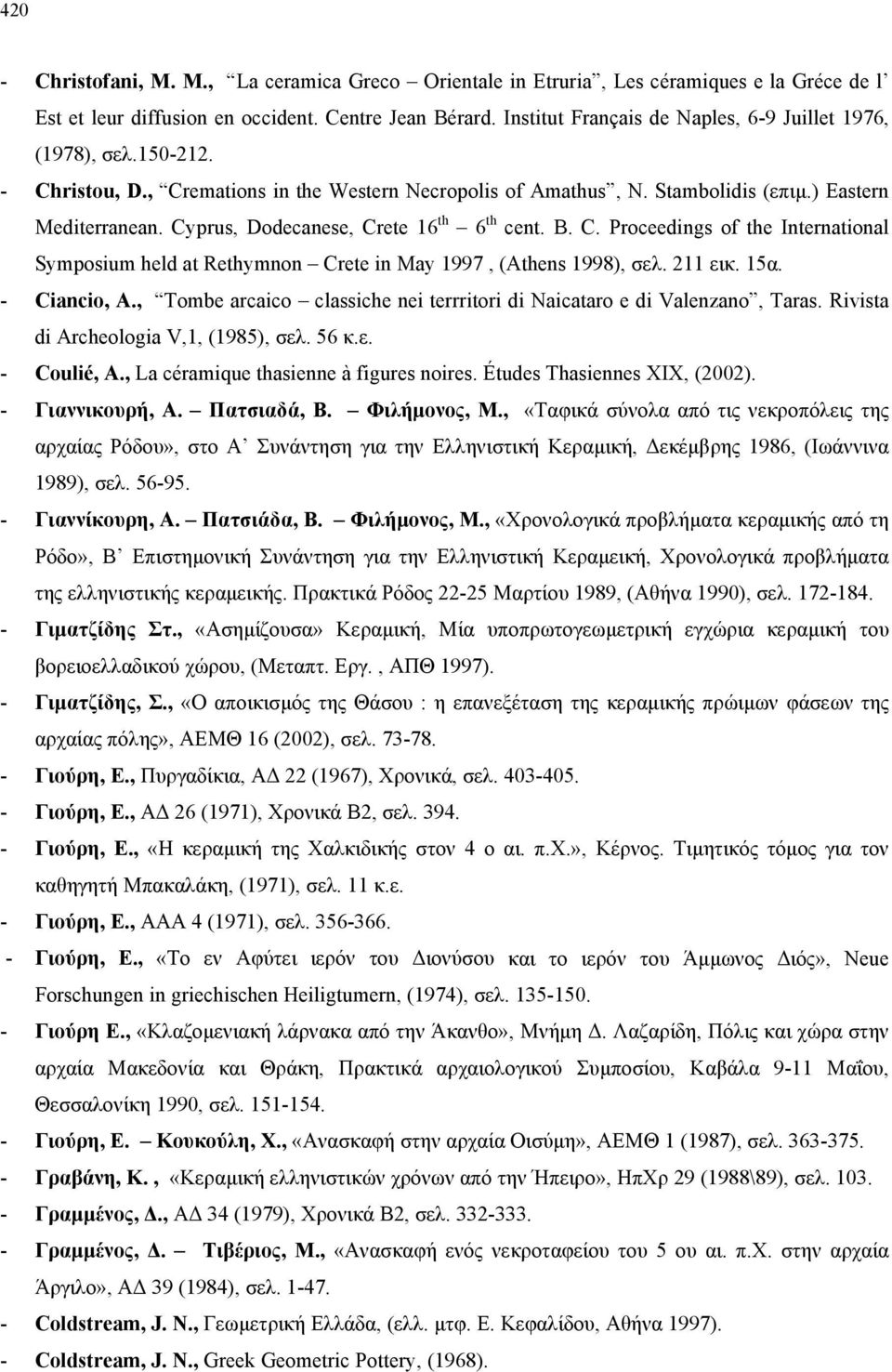 Cyprus, Dodecanese, Crete 16 th 6 th cent. B. C. Proceedings of the International Symposium held at Rethymnon Crete in May 1997, (Athens 1998), σελ. 211 εικ. 15α. - Ciancio, A.