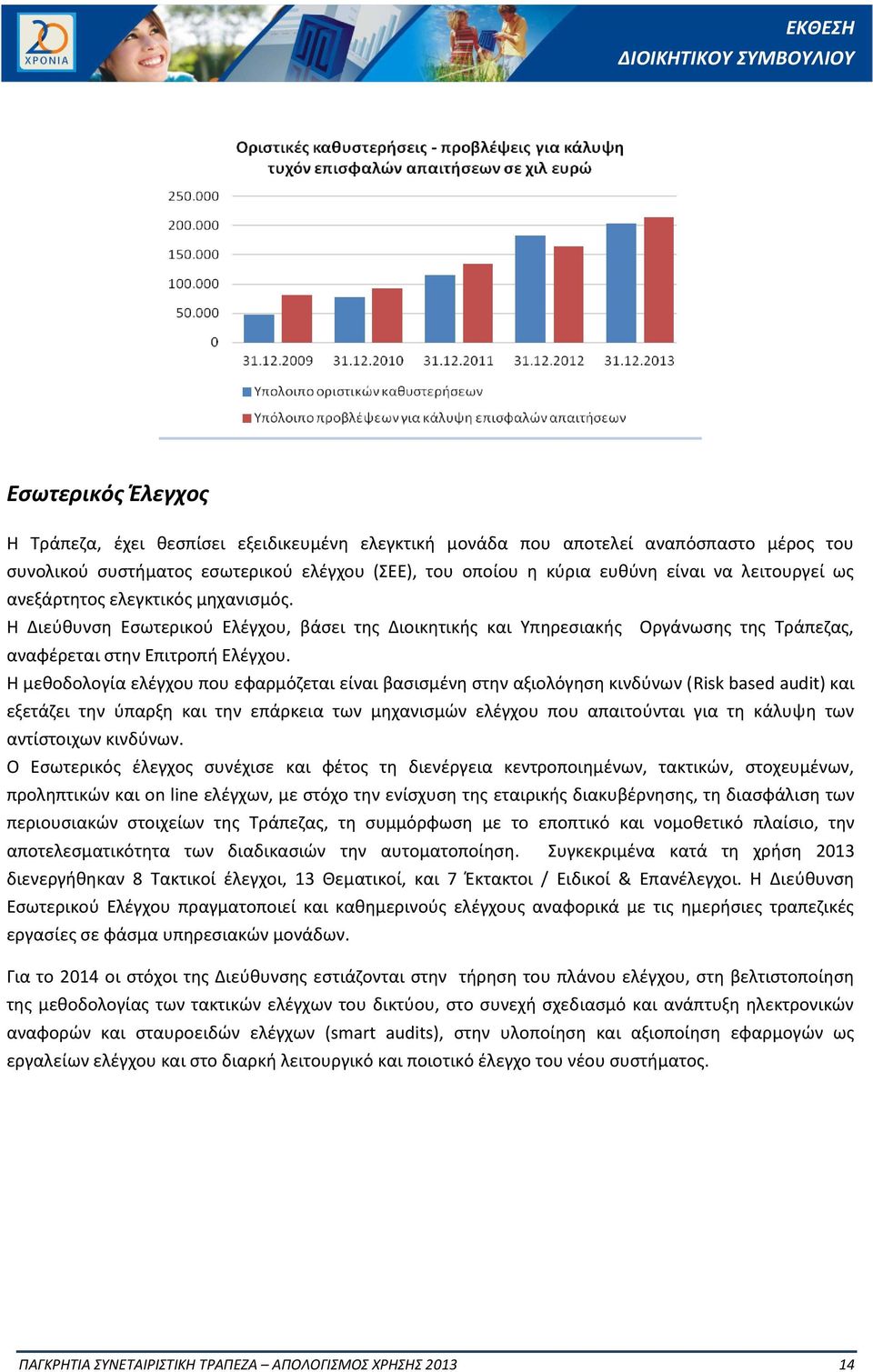 Η μεθοδολογία ελέγχου που εφαρμόζεται είναι βασισμένη στην αξιολόγηση κινδύνων (Risk based audit) και εξετάζει την ύπαρξη και την επάρκεια των μηχανισμών ελέγχου που απαιτούνται για τη κάλυψη των