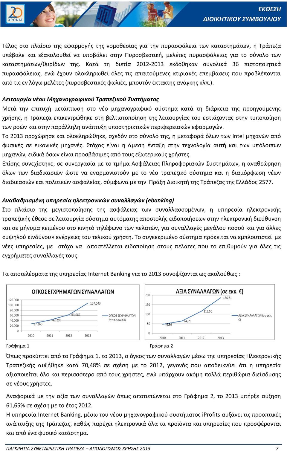 Κατά τη διετία 2012-2013 εκδόθηκαν συνολικά 36 πιστοποιητικά πυρασφάλειας, ενώ έχουν ολοκληρωθεί όλες τις απαιτούμενες κτιριακές επεμβάσεις που προβλέπονται από τις εν λόγω μελέτες (πυροσβεστικές