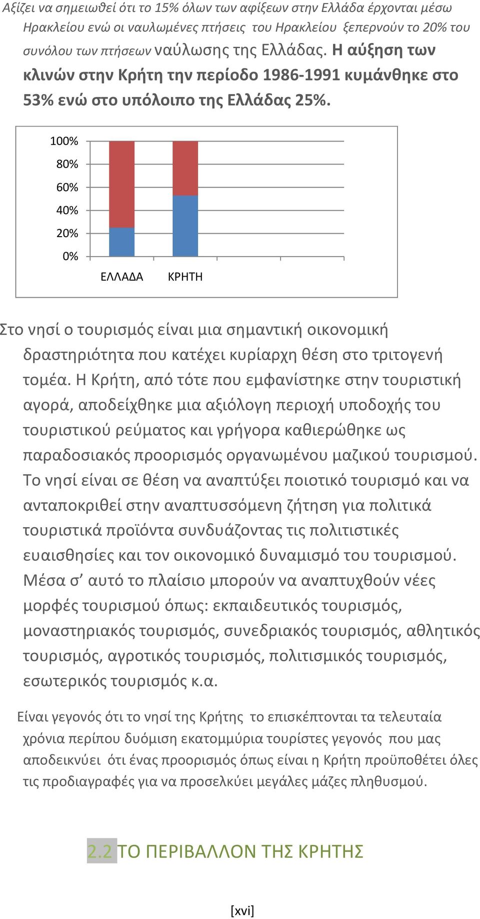 100% 80% 60% 40% 20% 0% ΕΛΛΑΔΑ ΚΡΗΤΗ Στo νησί ο τουρισμός είναι μια σημαντική οικονομική δραστηριότητα που κατέχει κυρίαρχη θέση στο τριτογενή τομέα.