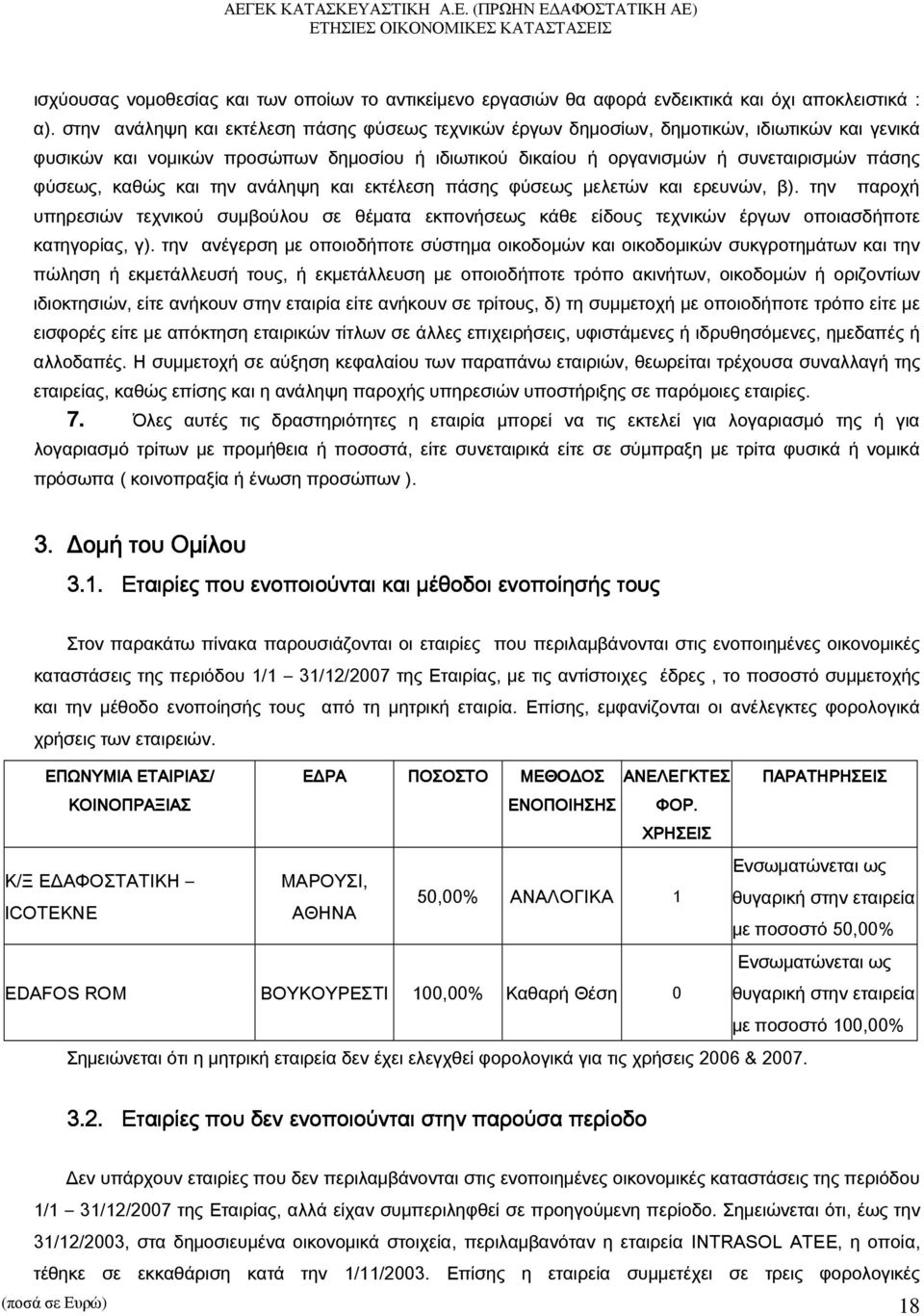 καθώς και την ανάληψη και εκτέλεση πάσης φύσεως μελετών και ερευνών, β). την παροχή υπηρεσιών τεχνικού συμβούλου σε θέματα εκπονήσεως κάθε είδους τεχνικών έργων οποιασδήποτε κατηγορίας, γ).