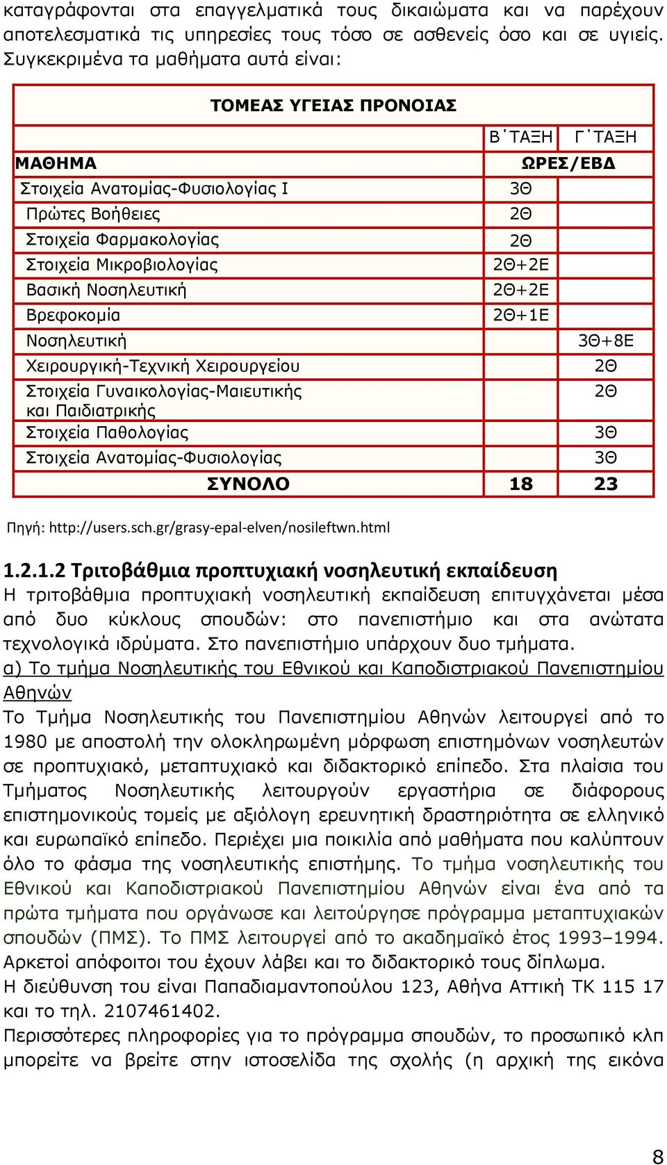 Χειρουργική-Τεχνική Χειρουργείου Στοιχεία Γυναικολογίας-Μαιευτικής και Παιδιατρικής Στοιχεία Παθολογίας Στοιχεία Ανατοµίας-Φυσιολογίας ΤΟΜΕΑΣ ΥΓΕΙΑΣ ΠΡΟΝΟΙΑΣ Πηγή: http://users.sch.