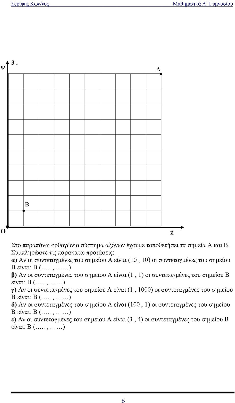 ., ) β) Αν οι συντεταγμένες του σημείου Α είναι (1, 1) οι συντεταγμένες του σημείου Β είναι: Β (.