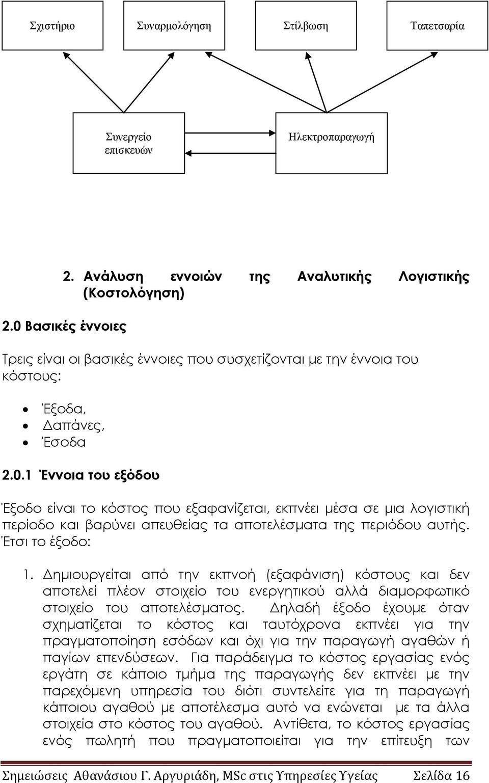 Έτσι το έξοδο: 1. Δημιουργείται από την εκπνοή (εξαφάνιση) κόστους και δεν αποτελεί πλέον στοιχείο του ενεργητικού αλλά διαμορφωτικό στοιχείο του αποτελέσματος.