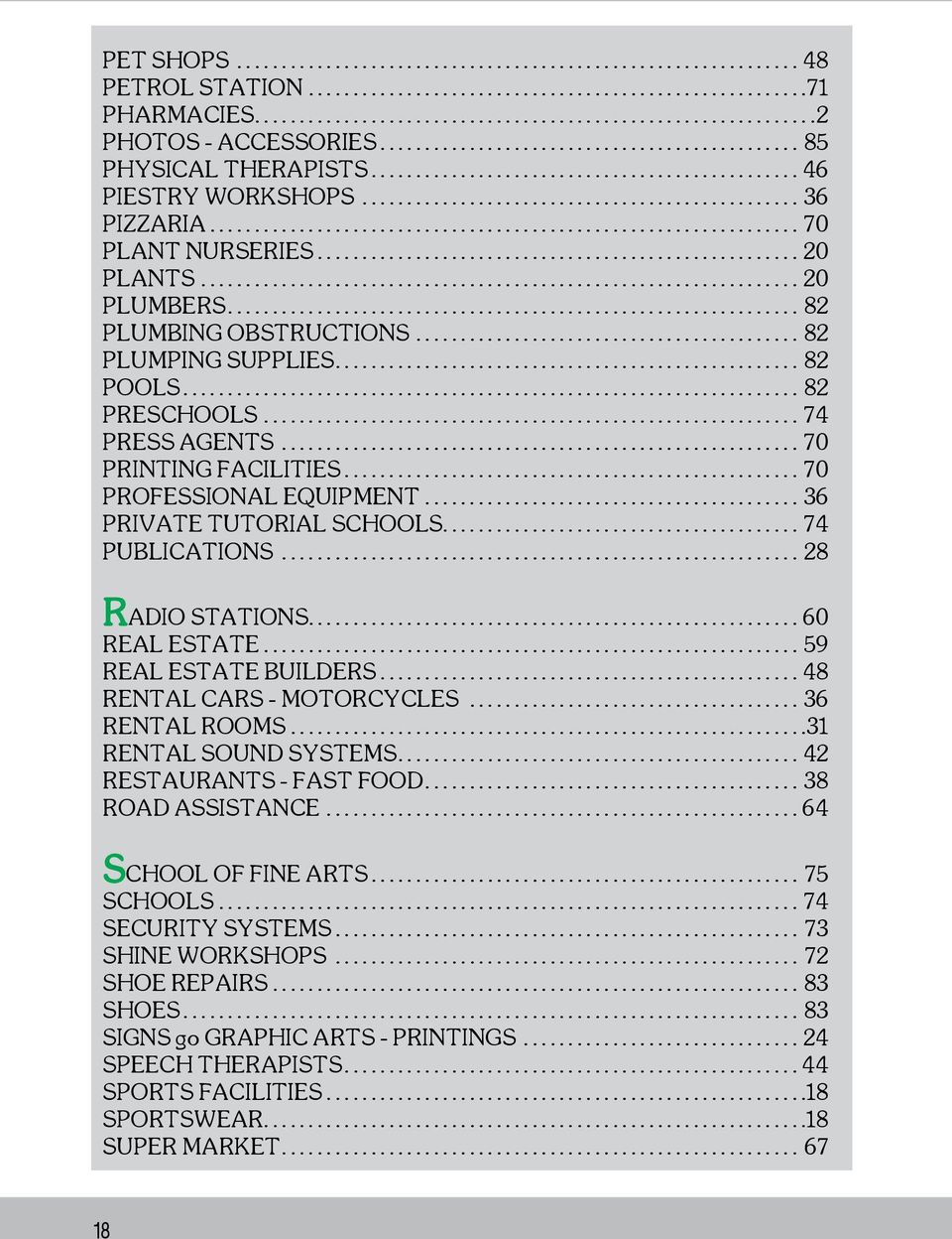 ..28 RADIO STATIONS....................................................... 60 REAL ESTATE...59 REAL ESTATE BUILDERS...48 RENTAL CARS - MOTORCYCLES... 36 RENTAL ROOMS...31 RENTAL SOUND SYSTEMS.