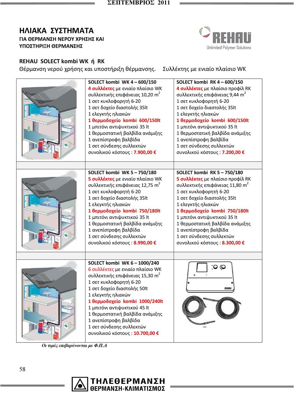 θερμοδοχείο kombi 600/150lt 1 μπιτόνι αντιψυκτικού 35 lt 1 θερμοστατική βαλβίδα ανάμιξης 1 ανεπίστροφη βαλβίδα 1 σετ σύνδεσης συλλεκτών συνολικού κόστους : 7.