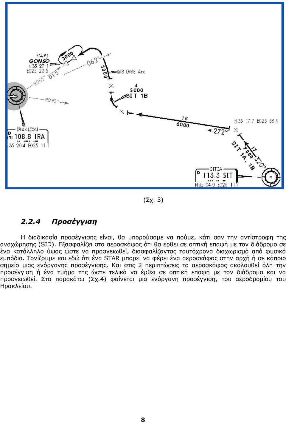 εµπόδια. Τονίζουµε και εδώ ότι ένα STAR µπορεί να φέρει ένα αεροσκάφος στην αρχή ή σε κάποιο σηµείο µιας ενόργανης προσέγγισης.