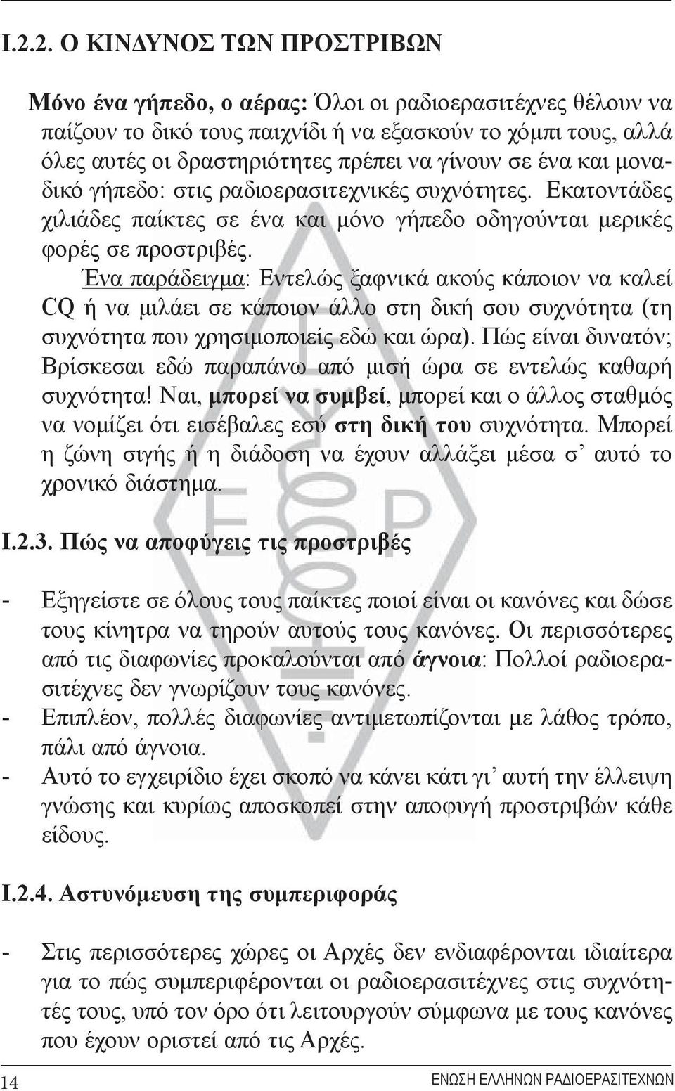 Ένα παράδειγμα: Εντελώς ξαφνικά ακούς κάποιον να καλεί CQ ή να μιλάει σε κάποιον άλλο στη δική σου συχνότητα (τη συχνότητα που χρησιμοποιείς εδώ και ώρα).