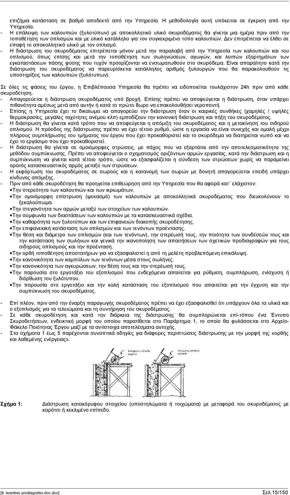 Δεν επιτρέπεται να έλθει σε επαφή το αποκολλητικό υλικό με τον οπλισμό.