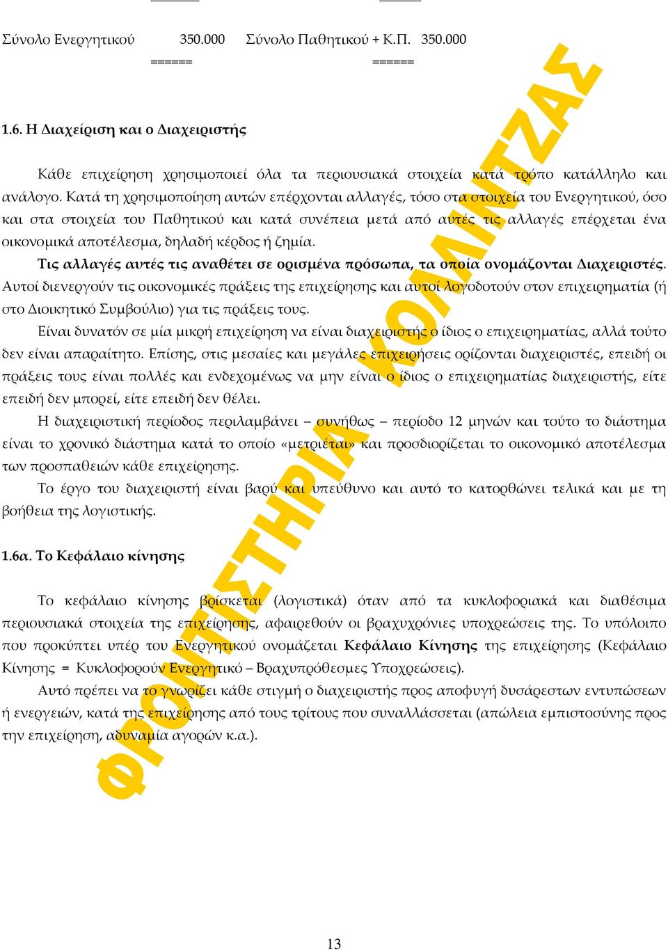 δηλαδή κέρδος ή ζημία. Τις αλλαγές αυτές τις αναθέτει σε ορισμένα πρόσωπα, τα οποία ονομάζονται Διαχειριστές.