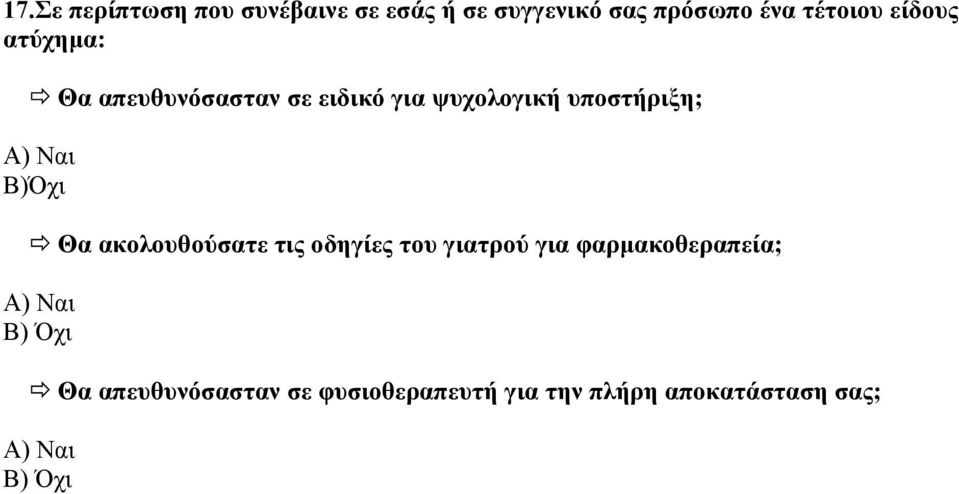 Β)Όχι Θα ακολουθούσατε τις οδηγίες του γιατρού για φαρµακοθεραπεία; Α) Ναι Β)