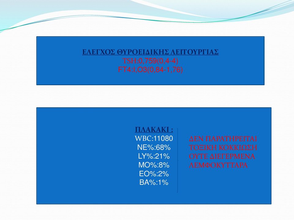 WBC:11080 NE%:68% LY%:21% MO%:8% EO%:2% BA%:1%