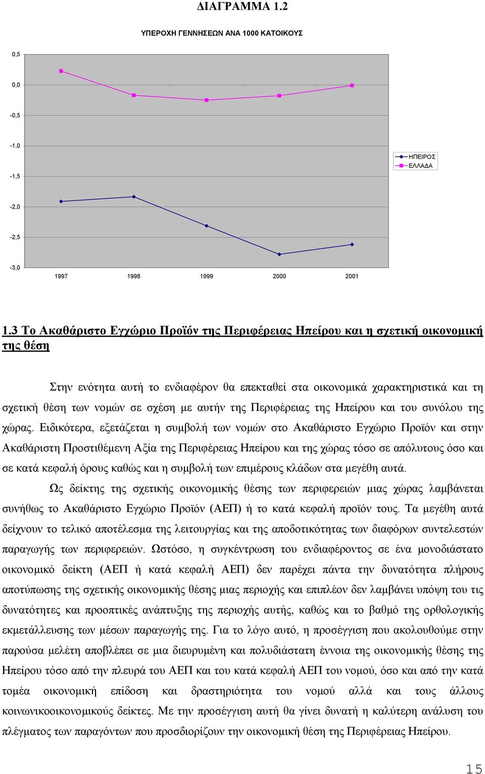 σχέση µε αυτήν της Περιφέρειας της Ηπείρου και του συνόλου της χώρας.